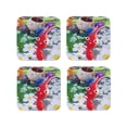 thumbnail image 1 of Lsque Pikmin Pattern 4" Drink Coasters Set of 4, PVC Leather Absorbent Coasters, Table Coaster Set Decorative Coffee Cup Coasters Housewarming Gift, 1 of 7