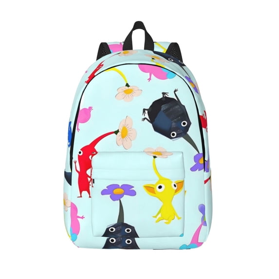 Lsque Pikmin Pattern Canvas Daypack, Durable Backpack, High-quality Versatile Backpack,Vintage Compact Backpack-Small