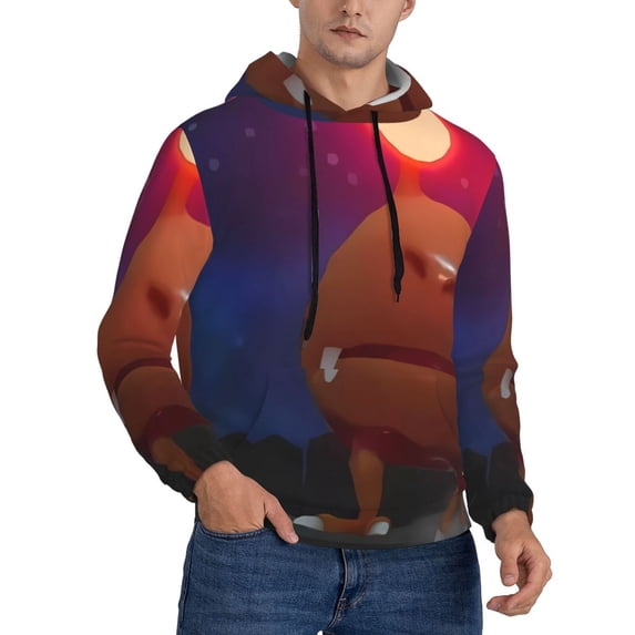 Lsque Pikmin Pattern Casual Men's Hoodie,Hooded Sweatshirt with Kangaroo Pocket,Pullover Hoodie-4X-Large