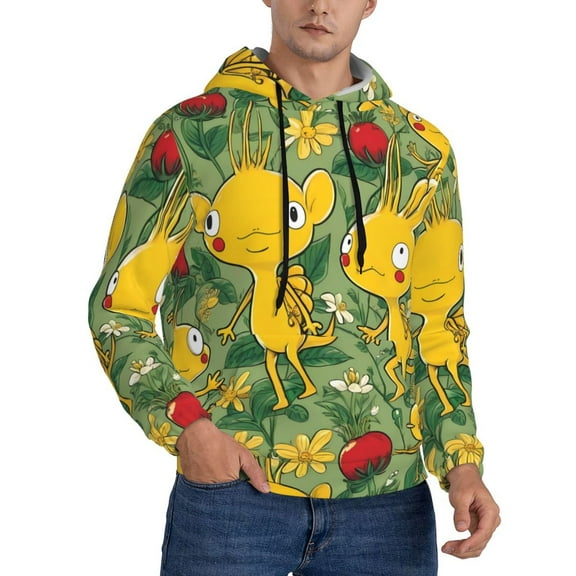 Lsque Pikmin Pattern Casual Men's Hoodie,Hooded Sweatshirt with Kangaroo Pocket,Pullover Hoodie-X-Large