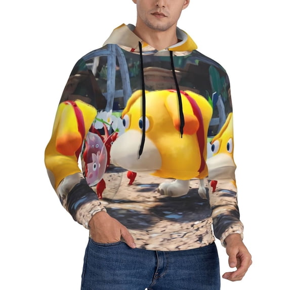 Lsque Pikmin Pattern Casual Men's Hoodie,Hooded Sweatshirt with Kangaroo Pocket,Pullover Hoodie-X-Large