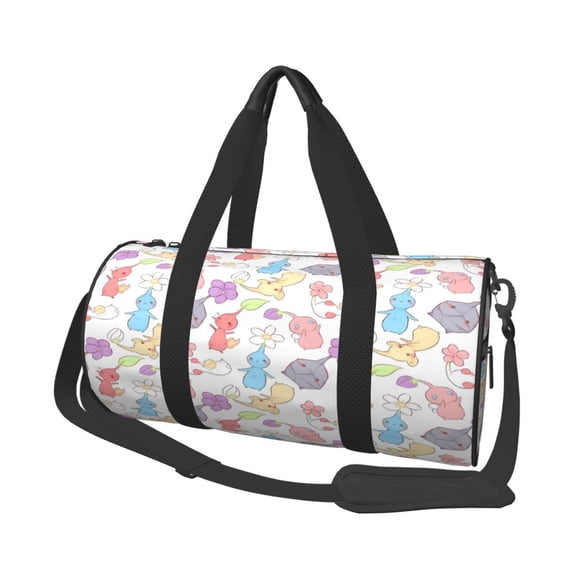 Lsque Pikmin Pattern Foldable Sports Gym Bag with Wet Dry Pocket, Ultralight Travel Bag, Large Capacity Duffel Bag, Splash Proof Carry on Bag, Overnight Bag, Weekender Bag for Travel