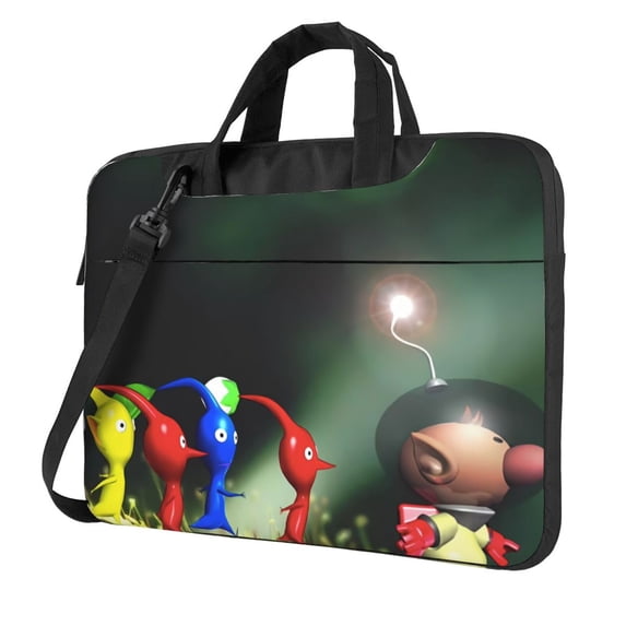 Lsque Pikmin Pattern Laptop Bag – Portable & Slim Single-Shoulder Computer Case with Adjustable Strap, Protective, Lightweight for 13”/14”/15.6” Laptops