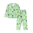 thumbnail image 1 of Lsque Pikmin Pattern Long Sleeve Pajama Set for Women - Soft 2-Piece Sleepwear and Loungewear Set with Pockets, Comfy Nightwear, 1 of 8
