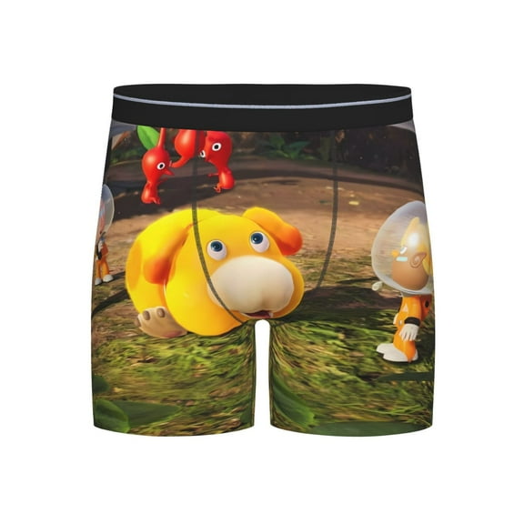 Lsque Pikmin Pattern Men's Performance Stretch Underwear, Athletic Long Leg Briefs，Moisture-Wicking-Medium