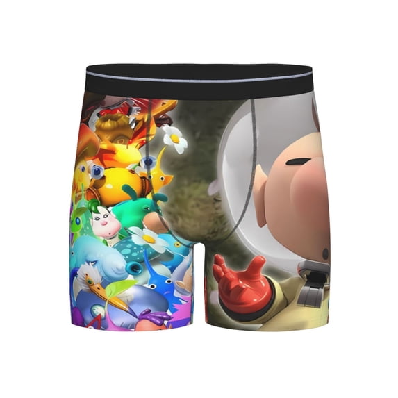 Lsque Pikmin Pattern Men's Performance Stretch Underwear, Athletic Long Leg Briefs,Moisture-Wicking-X-Large