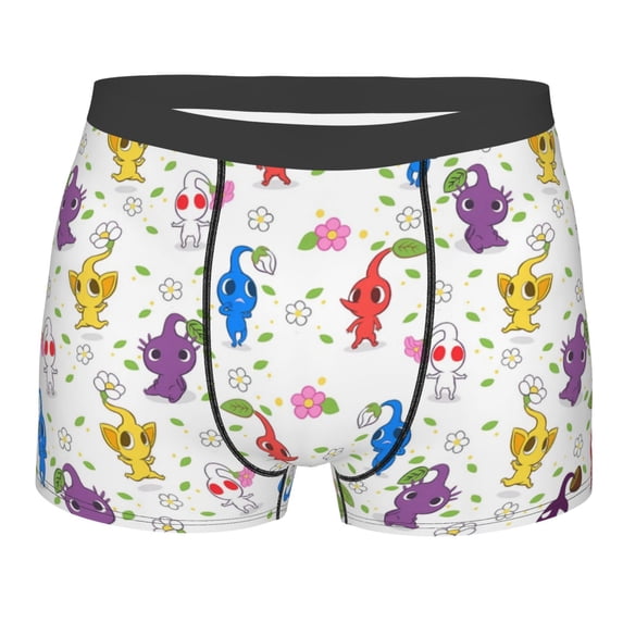 Lsque Pikmin Pattern Men’s Total Support Pouch Boxer Briefs, X-Temp Cooling, Moisture-Wicking Underwear, Regular, Long-leg and Trunk-Small