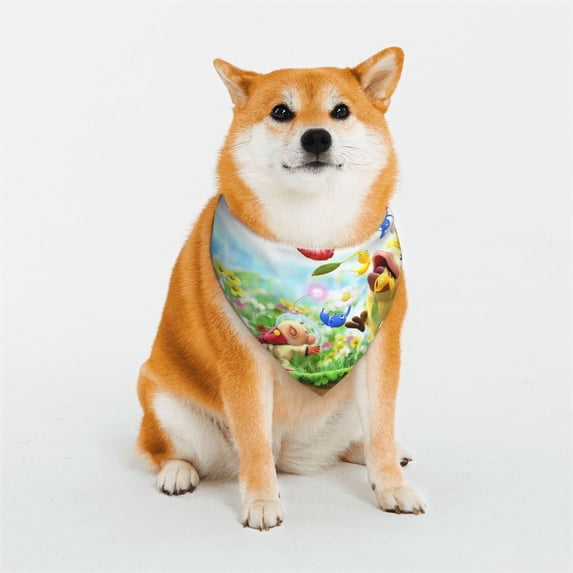 Lsque Pikmin Pattern Pet Scarf Bandana - Adjustable and Comfortable,Dog Scarf Bib Kerchief Breedfor Dogs and Cats-Large