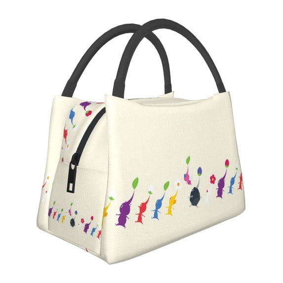Lsque Pikmin Pattern Portable Insulation Lunch Bag, Insulated Food Delivery Bag, Meal Grocery Tote Insulation Bag Large Capacity Reusable Warming Bag