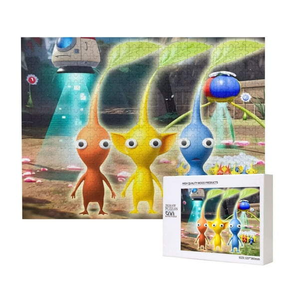 Lsque Pikmin Pattern Wooden Picture Puzzle ,500 Piece Jigsaw Puzzle ,Family Fun Puzzle, Home Décor Puzzle, Gift Puzzle(Horizontal style)