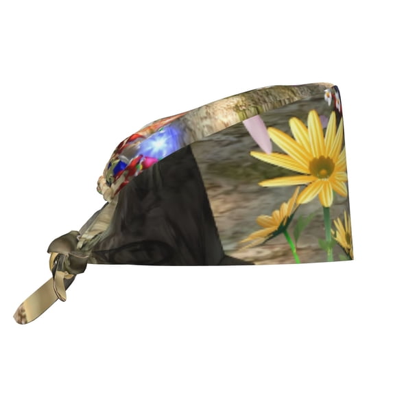 Lsque Pikmin Pattern Working Cap Hat Waterproof Adjustable Tie Back Cap with Sweatband, Breathable Work Cap for Men Women