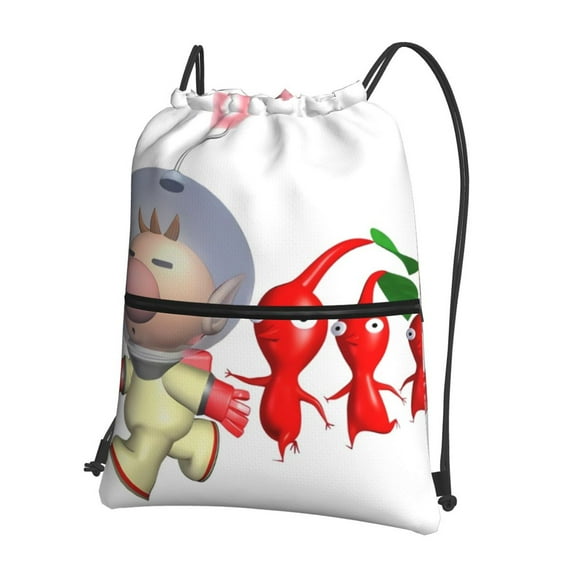 Lsque Pikmin Print Drawstring zipper Backpack Bag Sport Gym Sackpack Cinch Bags Drawstring Bags Draw String Sport Bag-One Size