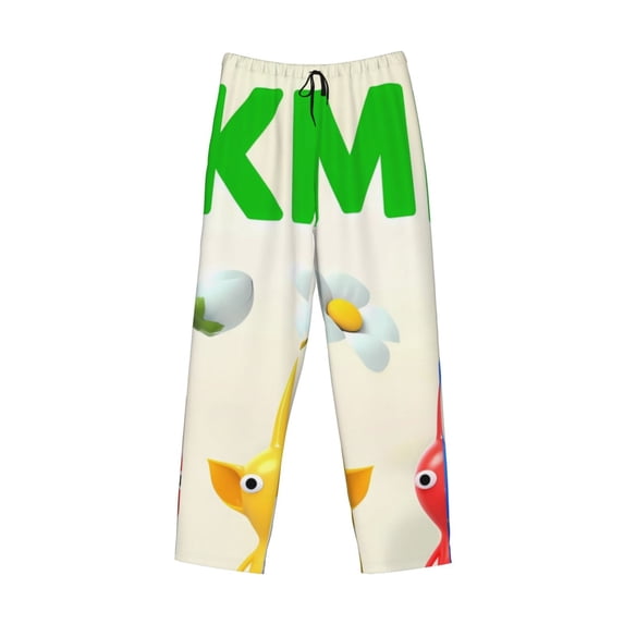 Lsque Pikmin Print Men's Pajama Pants, Lounge Pant - Comfortable Home Wear,Elastic Waistband, Stylish Design-Large