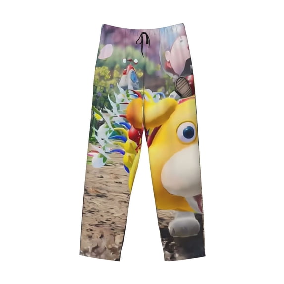 Lsque Pikmin Print Men's Pajama Pants, Lounge Pant - Comfortable Home Wear,Elastic Waistband, Stylish Design-Medium