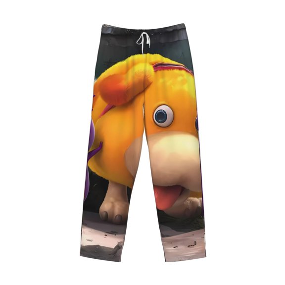 Lsque Pikmin Print Men's Pajama Pants, Lounge Pant - Comfortable Home Wear,Elastic Waistband, Stylish Design-XX-Large