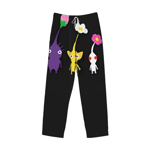 Lsque Pikmin Print Men's Pajama Pants, Lounge Pant - Comfortable Home Wear,Elastic Waistband, Stylish Design-XX-Large