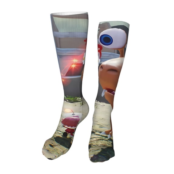 Lsque Pikmin Print Women's Men's Novelty 20in Crew Socks Cotton Socks Knee High Socks for Walking,Running,Nurses,Pregnancy