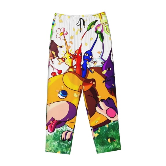 Lsque Pikmin Print Women's Pajama Pants, Lounge Pant - Comfortable Home Wear,Elastic Waistband, Stylish Design-Medium
