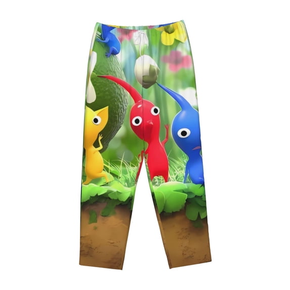 Lsque Pikmin Print Women's Pajama Pants, Lounge Pant - Comfortable Home Wear,Elastic Waistband, Stylish Design-Medium