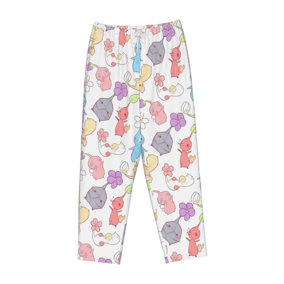 Lsque Pikmin Print Women's Pajama Pants, Lounge Pant - Comfortable Home Wear,Elastic Waistband, Stylish Design-XX-Large