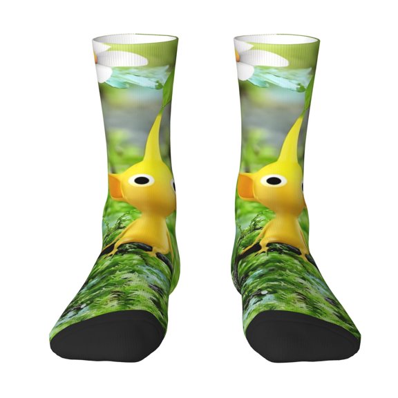 Lsque Pikmin Printed Men's Crew Socks, Soft Durable Breathable Moisture-Wicking with Odor Control Cotton socks