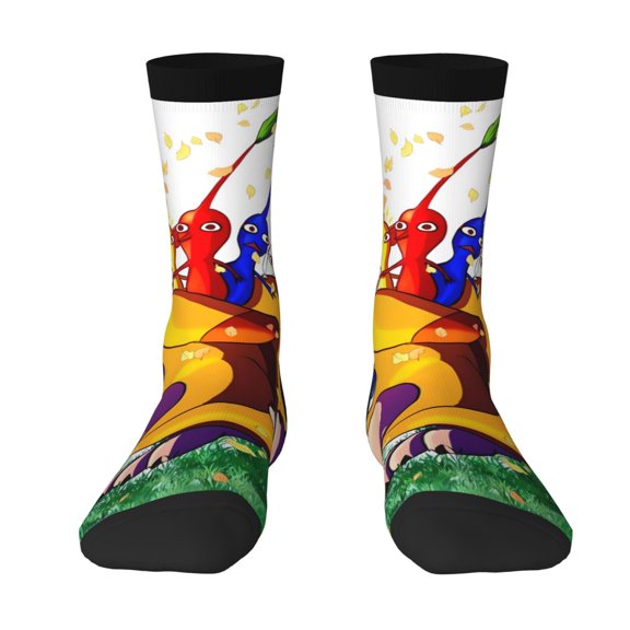 Lsque Pikmin Printed Men's Crew Socks, Soft Durable Breathable Moisture-Wicking with Odor Control Cotton socks