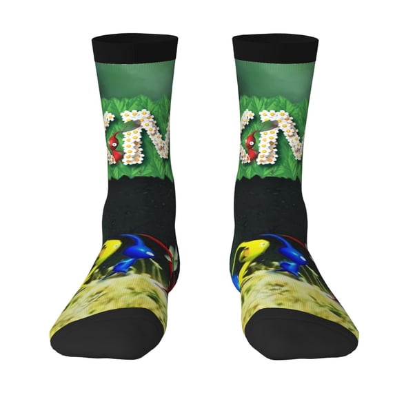 Lsque Pikmin Printed Men's Crew Socks, Soft Durable Breathable Moisture-Wicking with Odor Control Cotton socks