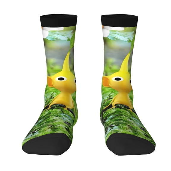 Lsque Pikmin Printed Men's Crew Socks, Soft Durable Breathable Moisture-Wicking with Odor Control Cotton socks