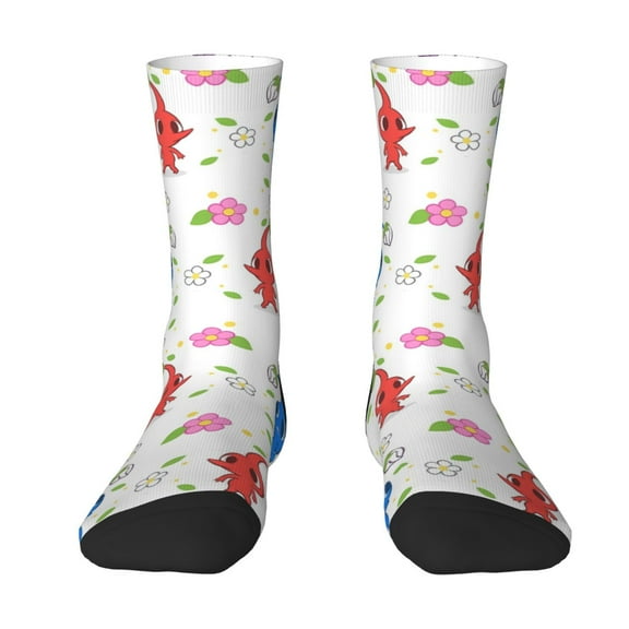 Lsque Pikmin Printed Men's Crew Socks, Soft Durable Breathable Moisture-Wicking with Odor Control Cotton socks
