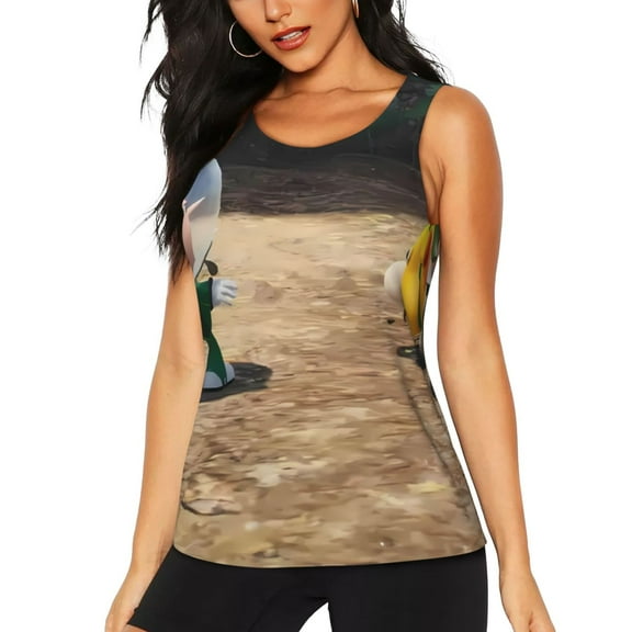 Lsque Pikmin Printed Workout Tank Tops for Women, Athletic Sports Tank Tops, Compression Sleeveless Dry Fit Shirts,Sleeveless Yoga Shirt-Small