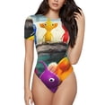 thumbnail image 1 of Lsque Pikmin Women's Crew Neck Short Sleeve Bodysuit Basic T Shirts Tops Onesie Adult Cute Pajama-X-Large, 1 of 8