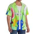 thumbnail image 1 of Lsque Pikmin print Men's Cuban Collar Short Sleeve Shirt Summer Beachwear Casual Button Down Fashionable Vacation Leisure Shirt-Large, 1 of 7