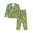 thumbnail image 1 of Lsque Pineapple Pattern Long Sleeve Pajama Set for Women - Soft 2-Piece Sleepwear and Loungewear Set with Pockets, Comfy Nightwear-Small, 1 of 7