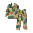 thumbnail image 1 of Lsque Pineapples Palm Leaves Pattern Long Sleeve Pajama Set for Men - Soft 2-Piece Sleepwear and Loungewear Set with Pockets, Comfy Nightwear-Small, 1 of 7