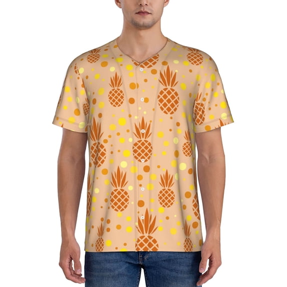 Lsque Pineapples Pattern Mens Polo Golf Shirts Funny Graphics Shorts Sleeve Button Shirts Baseball T-shirt-