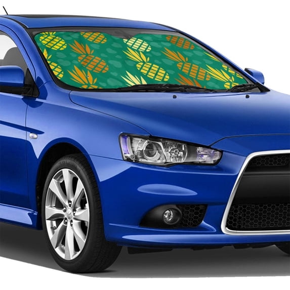 Lsque Pineapples1 Car Windshield Sun Shade | Accordion Folding Style Auto Shade for Car Truck SUV Van | Blocks UV Rays Sun Visor Protector | Small