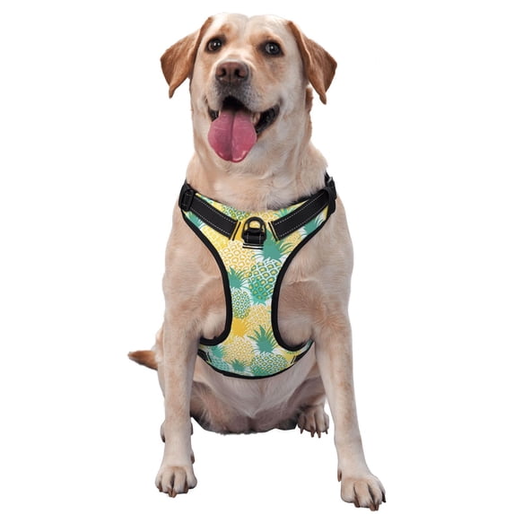Lsque Pineapples1 Dog Harness, No-Pull Pet Harness with 2 Leash Clips, Adjustable Soft Padded Dog Vest with Easy Control Handle for Large Dogs-X-Large