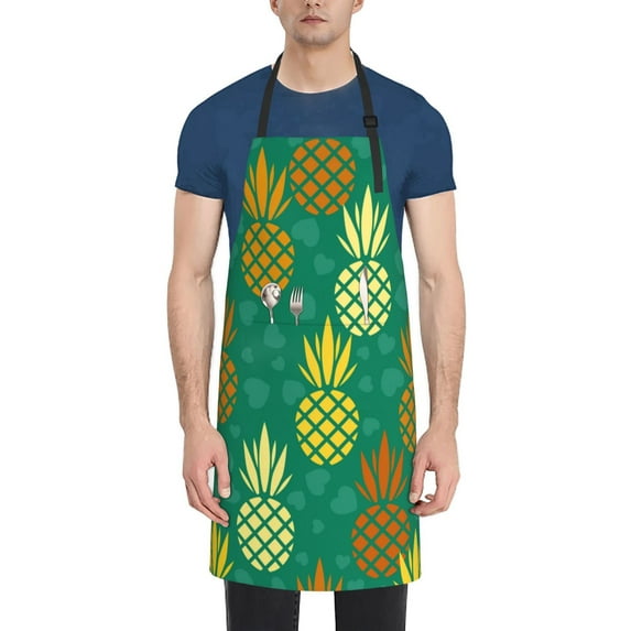 Lsque Pineapples1 Waterproof Apron Chef Aprons for Men Heavy Duty Chemical Work Apron Extra Long Grilling Aprons with Adjustable Bib Apron