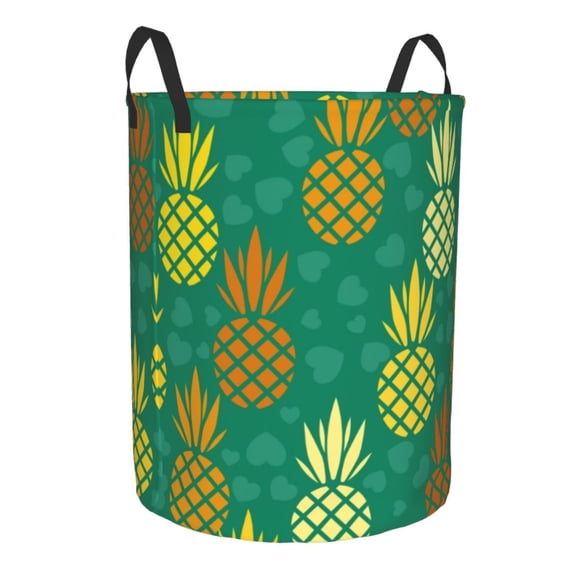 Lsque Pineapples1 pattern Laundry Hamper Basket, Tall Woven Rope Hamper Basket for Clothes, Lightweight Storage Basket, Collapsible Waterproof-Small
