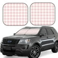 thumbnail image 1 of Lsque Pink Checkboard 2 PCS Windshield Sun Shade | CarFoldable Window Covers | Car Accessories Reflect UV for Universal Cars SUV Truck | Medium, 1 of 7