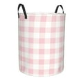 thumbnail image 1 of Lsque Pink Checkboard pattern Laundry Hamper Basket, Tall Woven Rope Hamper Basket for Clothes, Lightweight Storage Basket, Collapsible Waterproof-Small, 1 of 8