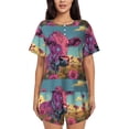 thumbnail image 1 of Lsque Pink Cow In Sunflower Field Women's Short-Sleeved Pajama Set - 2 Piece Soft and Lightweight Sleepwear Set-Small, 1 of 9