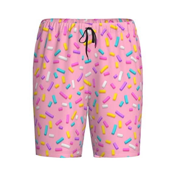 Lsque Pink Donut Mens Sleep Pajama Shorts,Short Pajama Pants, Cotton Ultra-Soft Knit-4X-Large