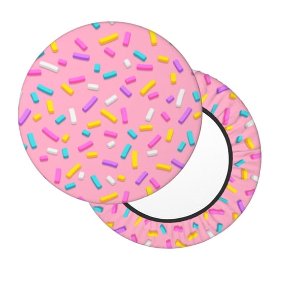 Lsque Pink Donut Round Bar chair cushion covers Velvet Fabric Premium Comfort Protects from Scratches and Stains for 14-17 Inch Chair- 13 inch