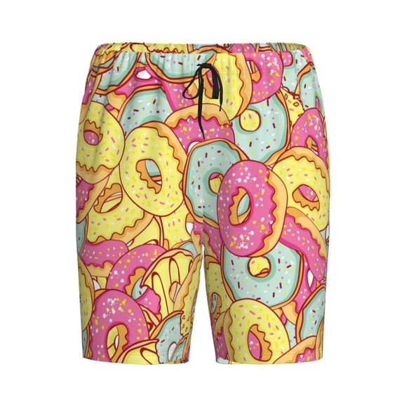 Lsque Pink Donut and Blue Mens Sleep Pajama Shorts,Short Pajama Pants, Cotton Ultra-Soft Knit-X-Large