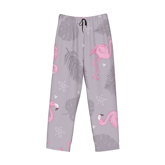 Lsque Pink Flamingo Print Men's Pajama Pants, Lounge Pant - Comfortable Home Wear,Elastic Waistband, Stylish Design-Large