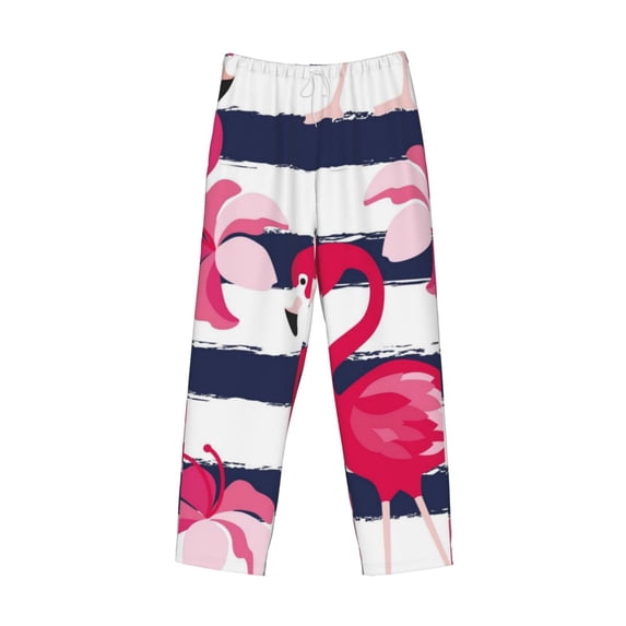 Lsque Pink Flamingos Print Men's Pajama Pants, Lounge Pant - Comfortable Home Wear,Elastic Waistband, Stylish Design-Large