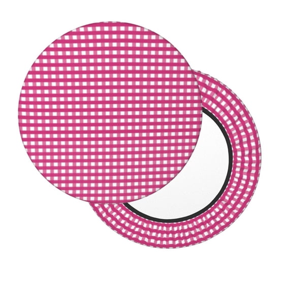 Lsque Pink Gingham Round Bar chair cushion covers Velvet Fabric Premium Comfort Protects from Scratches and Stains for 14-17 Inch Chair- 12 inch