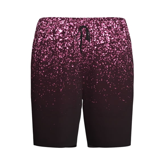 Lsque Pink Glitter Sparkles A Mens Sleep Pajama Shorts,Short Pajama Pants, Cotton Ultra-Soft Knit-Medium