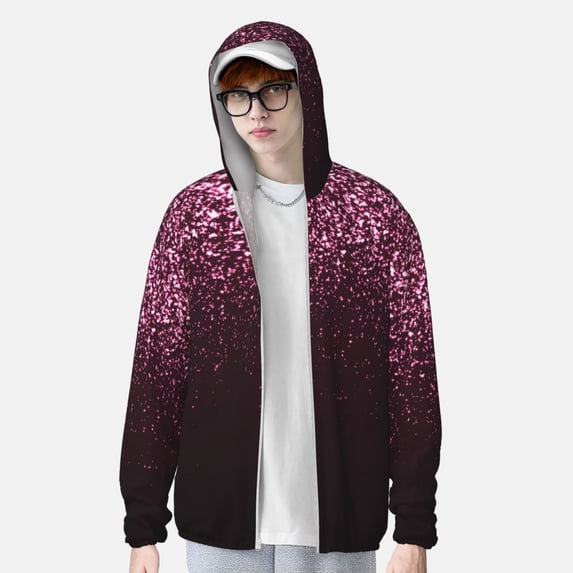 Lsque Pink Glitter Sparkles A UPF 50+ Lightweight Sun Protection Men's Women's Long Sleeve Shirt, Hoodie Performance -X-Large